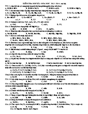 Kiểm tra học kì 1 - Hóa học 2013 - 2014 - Mã 48